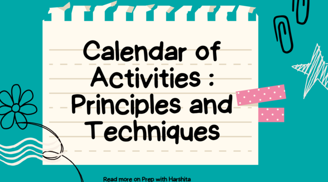 Calendars of Activities' : Principle and Techniques